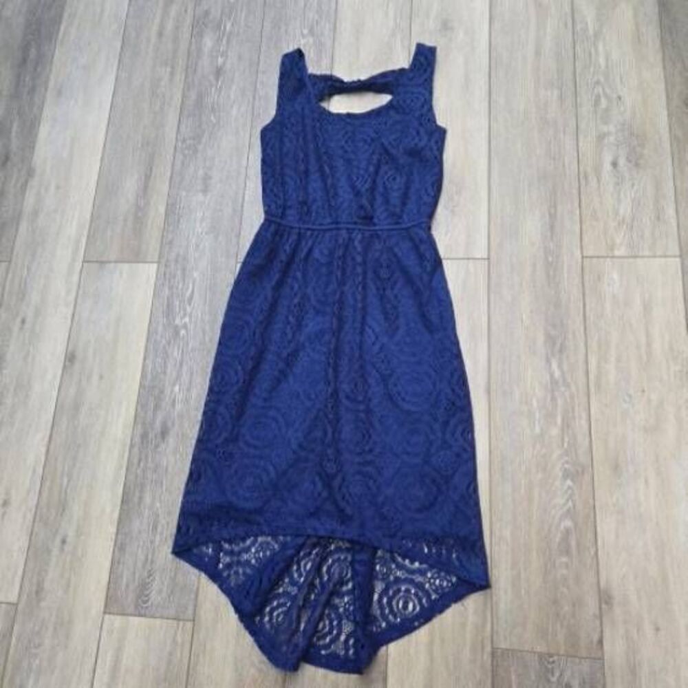 Fenn Wright Manson blue lace high low dress size 6 keyhole back